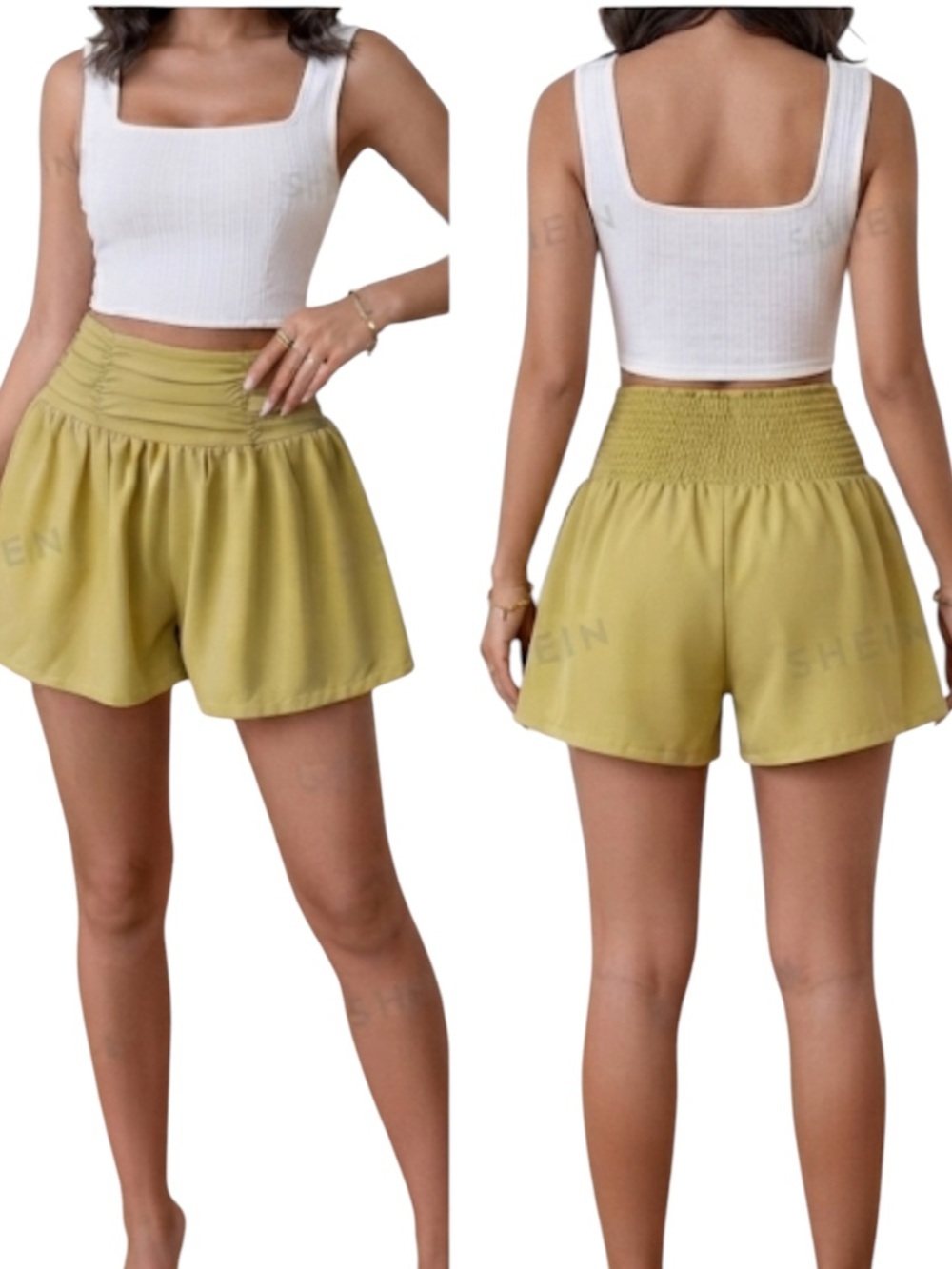 SHEIN Essnce Solid Ruched Wide Leg Shorts size  L new